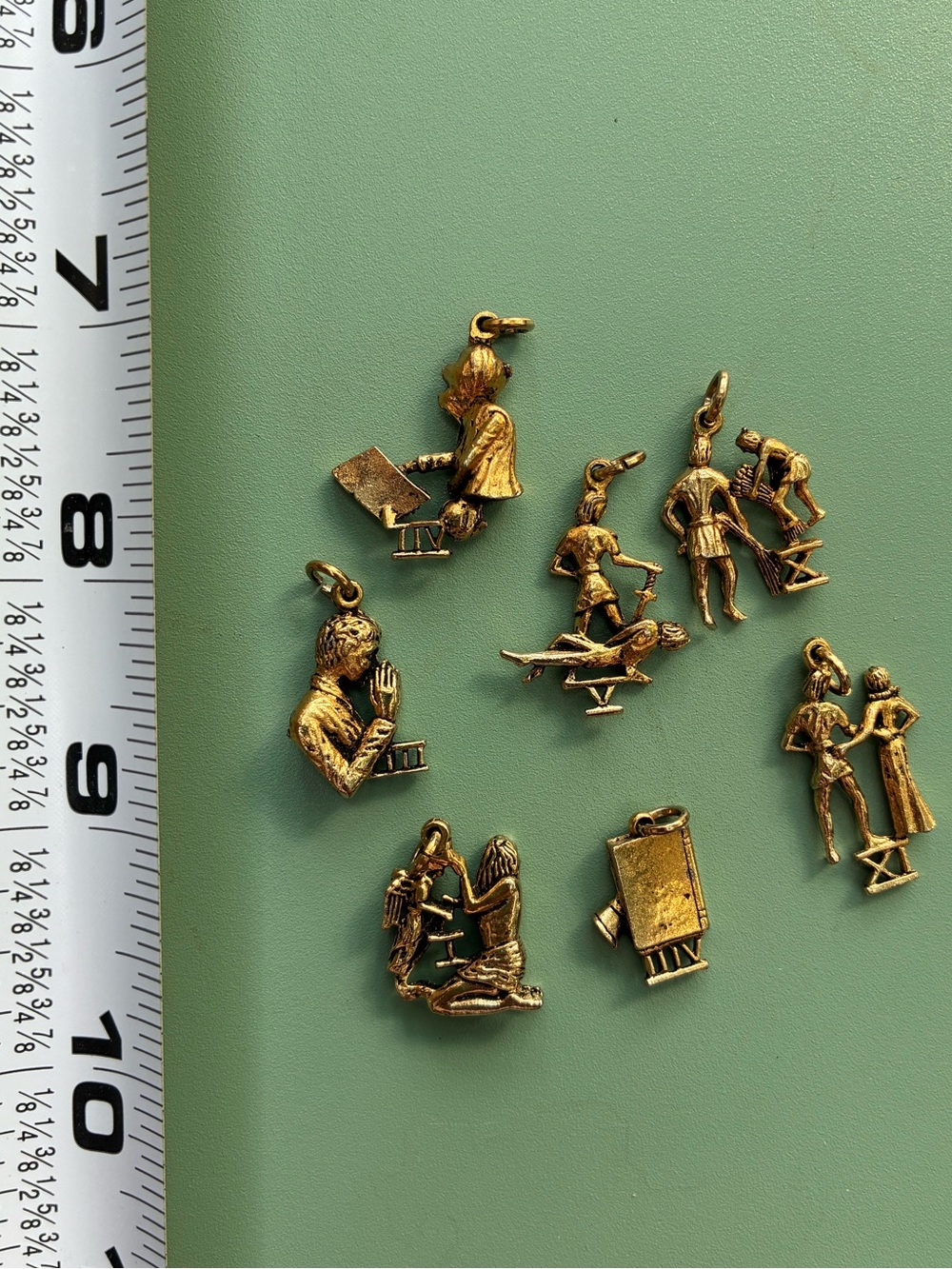 Charms Vintage Gold Tone Ten Commandments Bible Charm Lot of 7 Religious Charms - Picture 2 of 2